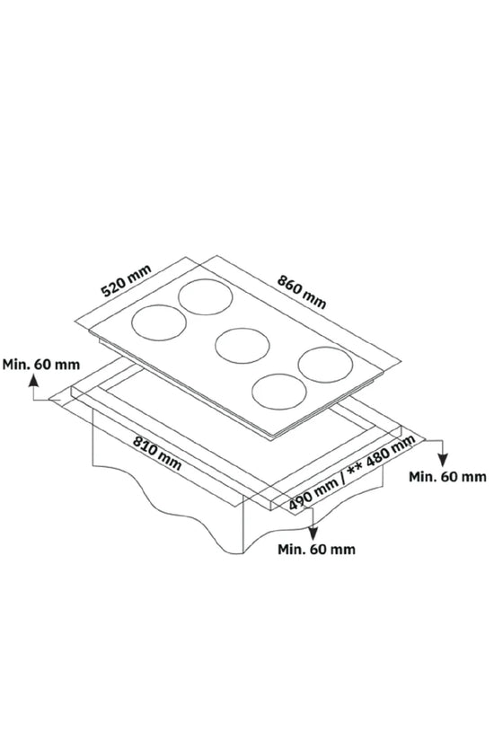 Gas Hob on Glass | 5 Burners