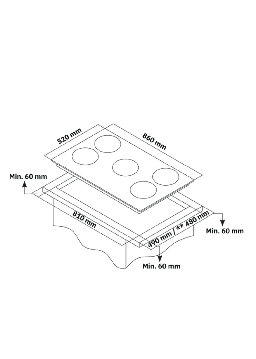 Gas Hob on Glass | 5 Burners