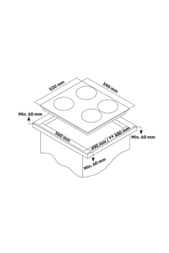 Gas Hob on Glass | 4 Burners
