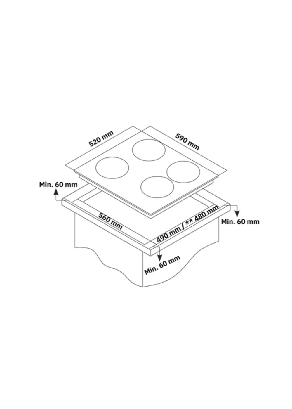 Gas Hob on Glass | 4 Burners