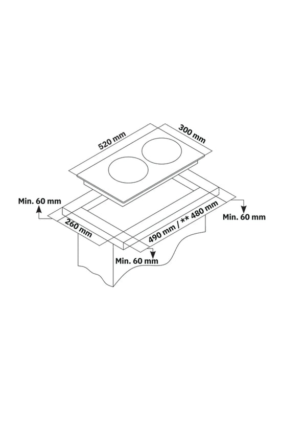 Gas Hob on Glass | 2 Burners