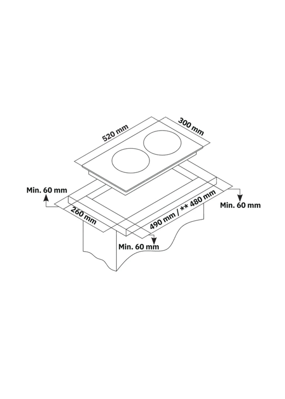 Gas Hob on Glass | 2 Burners