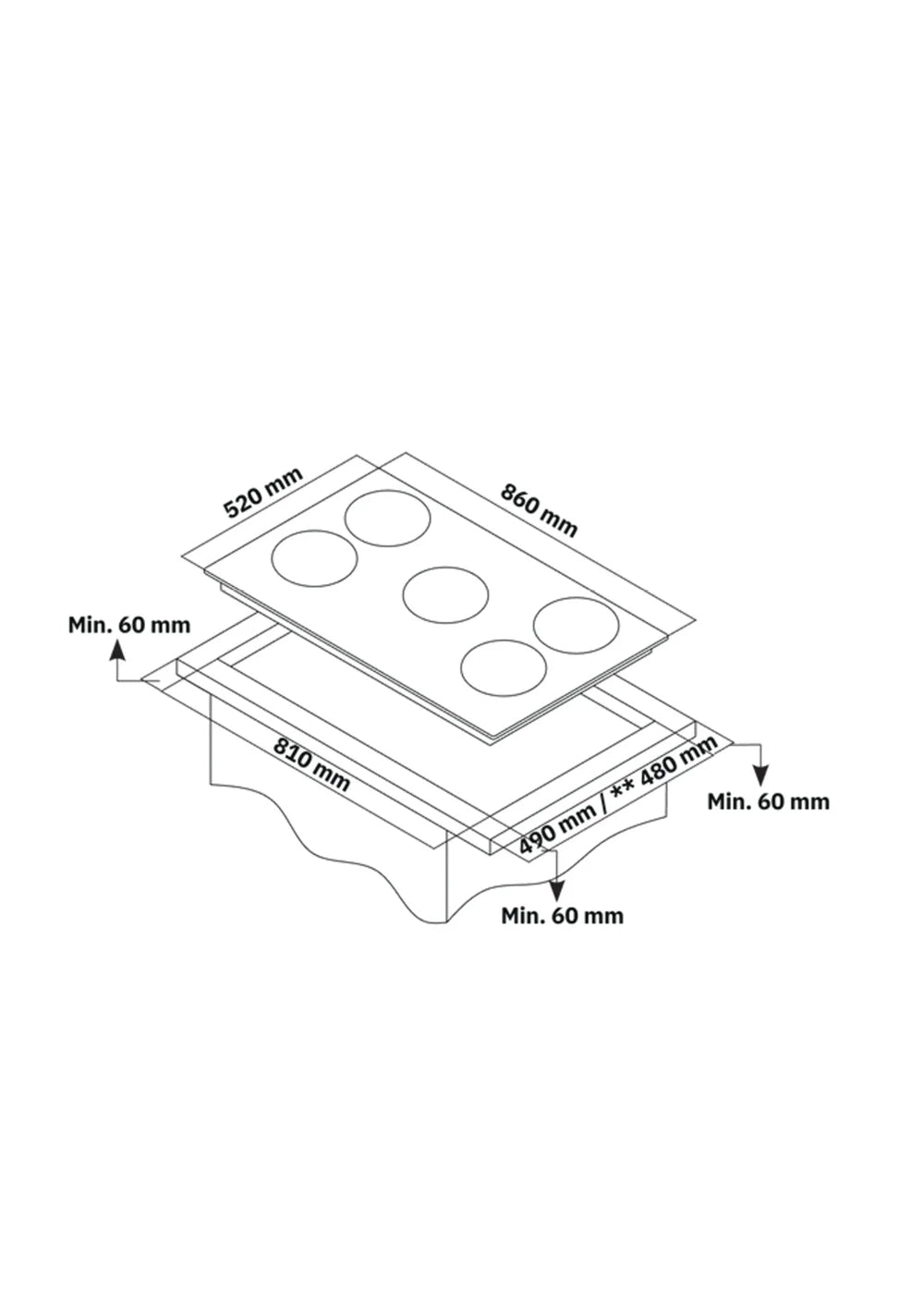 Gas Hob on Glass | 5 Burners