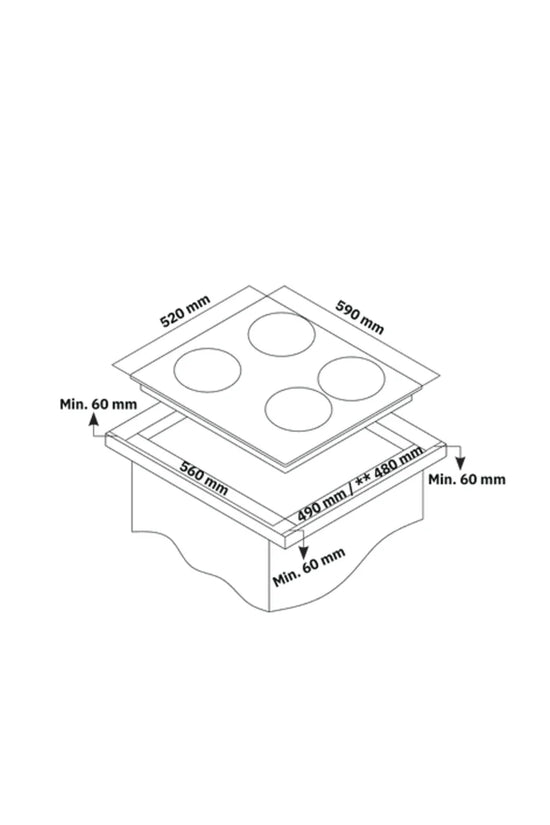 Gas Hob on Glass | 4 Burners