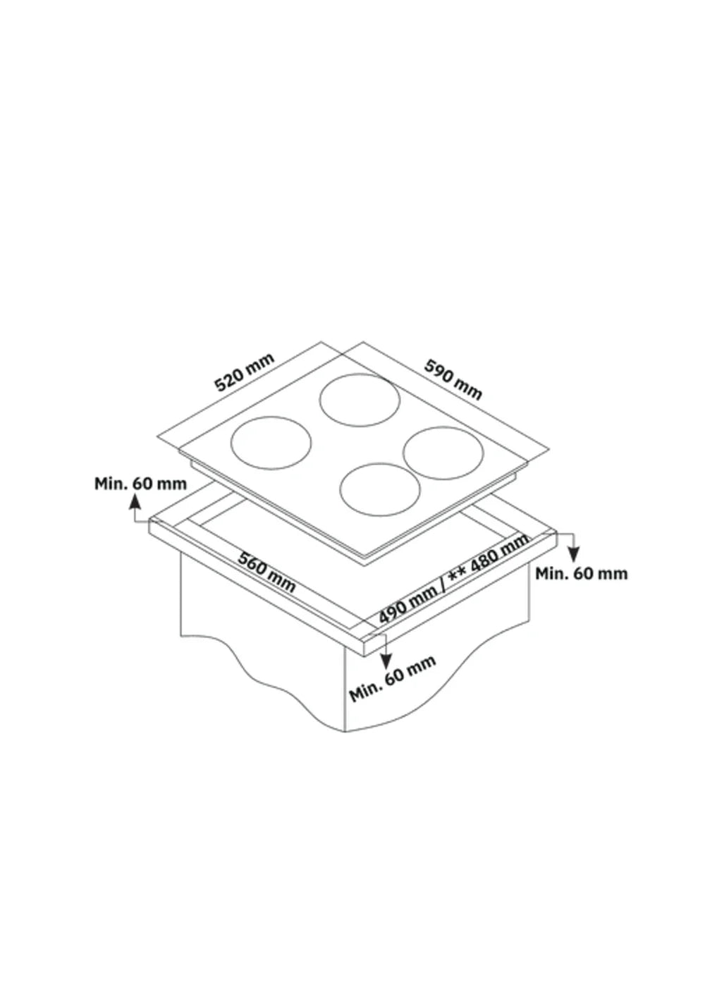 Gas Hob on Glass | 4 Burners