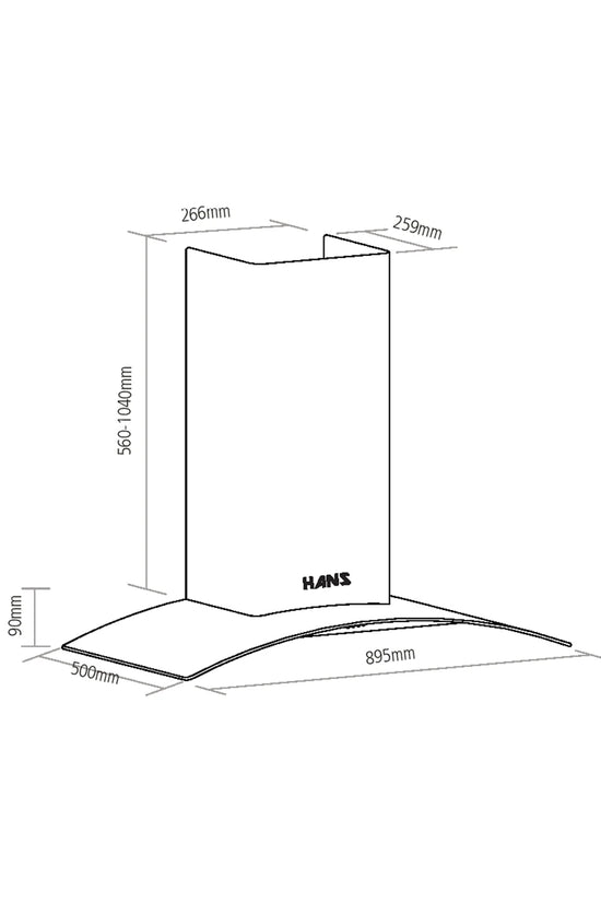 Wall Chimney Hood | Input power 204W |  Tempered glass