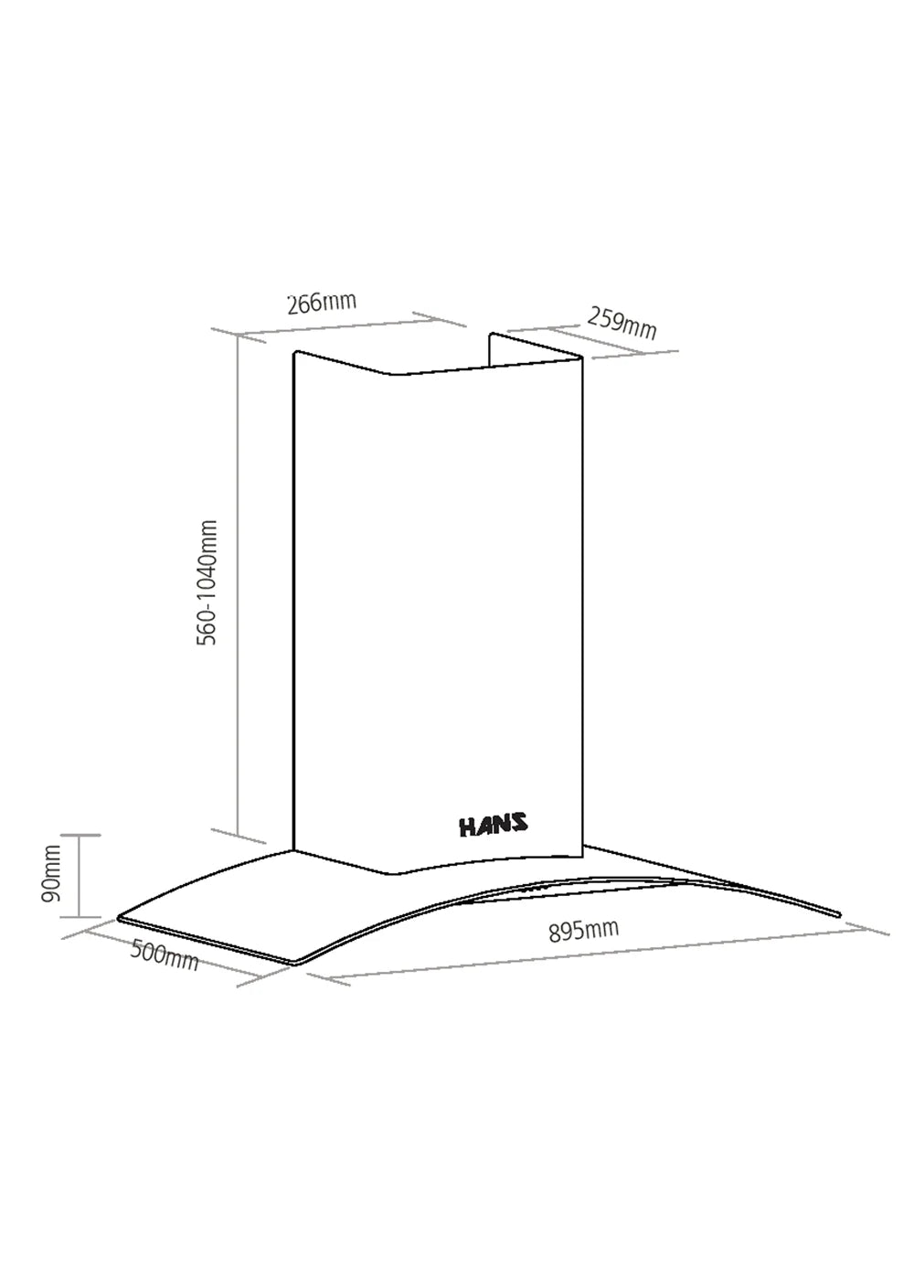 Wall Chimney Hood | Input power 204W |  Tempered glass