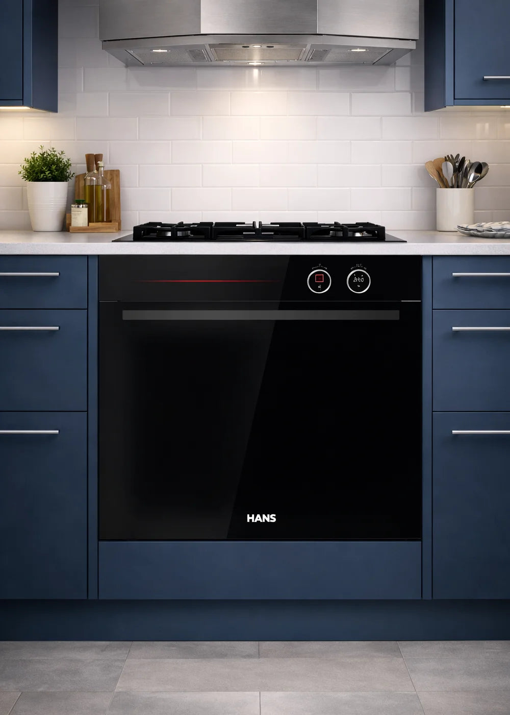 HANS 60cm Built-In Electric Oven, 80L Capacity, 14 Functions, Turbo Fan, Triple Glass Door, Catalytic Cleaning, Steam Assist, Air Fry, BOE614PRM-F
